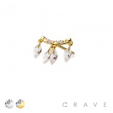 316L SURGICAL STEEL THREADLESS PUSH IN FLOATING MARQUISE CHAIN CZ TOP PART